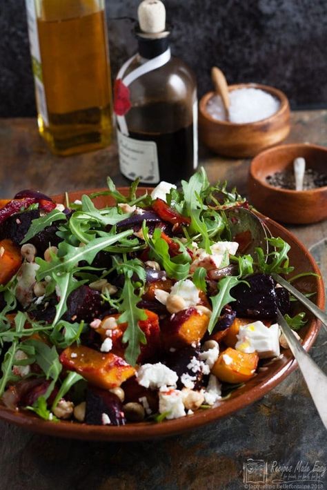 Amazing Salads, Feta Salad Recipe, Beetroot Recipes, Pumpkin Salad, Feta Salat, Resep Salad, Squash Salad, Beetroot Salad, Feta Salad