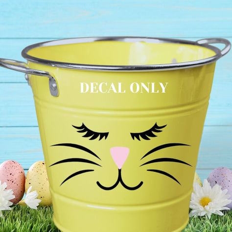 Bunny Face Vinyl Adhesive Decal Decoration Holiday Projects, Custom Decal, Easter Gift, Easter Decor, DIY Easter Bucket, - Etsy Easter Decals, Wooden Easter Bunny, Easter Buckets, Bunny Face, Diy Easter, Custom Decals, Holiday Projects, Easter Diy, Easter Decor