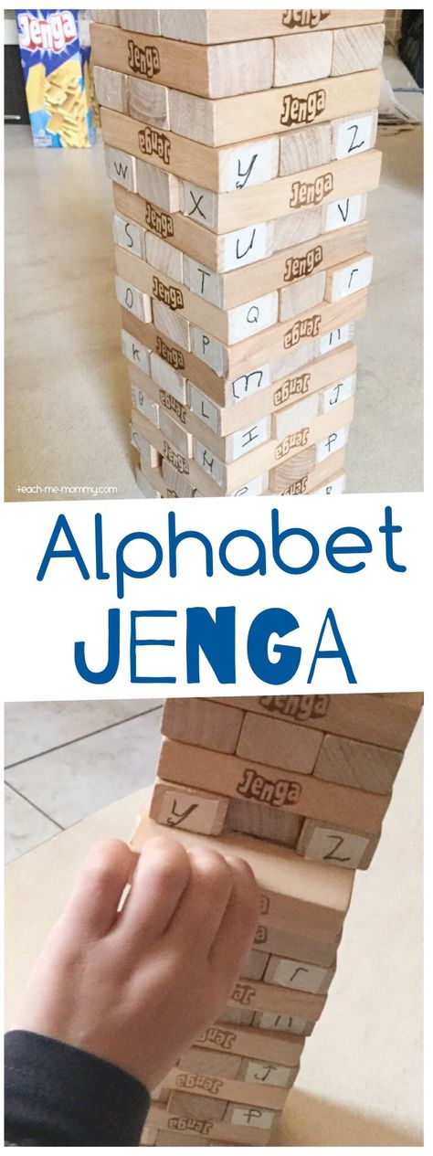 (Alphabet) Jenga Growing Activities, Early Childhood Literacy, Jenga Game, The Letter J, Sensory Learning, Jenga Blocks, Alphabet Learning, Literacy Games, Abc Activities