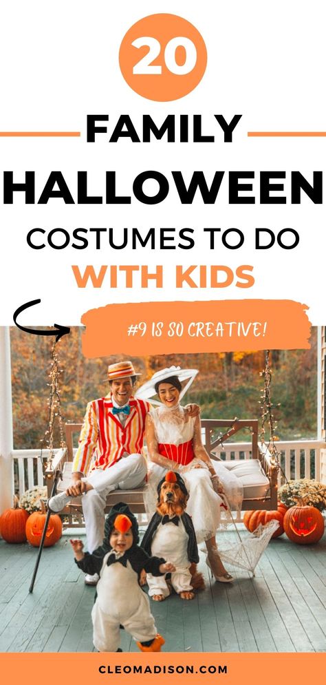 family sitting together Mary Poppins Halloween Costume Family, Greece Family Costume, Halloween Costumes For Family With Baby And Dog, Mary Poppins Costume Family, Mary Poppins Family Costume, Family Costume With Dog, Diy Mary Poppins Costume, Mary Poppins Halloween Costume, Best Family Halloween Costumes