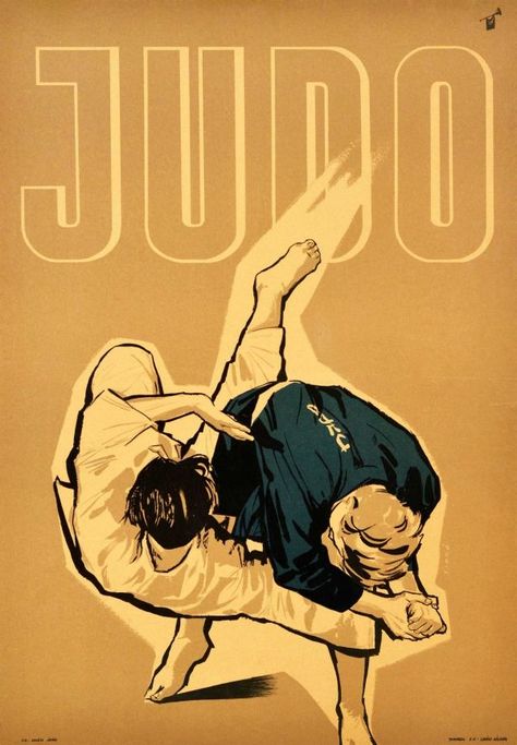 Judo Martial Art 1950s - original vintage sport poster promoting the Japanese martial art of Judo listed on AntikBar.co.uk Budapest Poster, Judo Throws, Judo Training, Trening Sztuk Walki, Karate Martial Arts, Sport Poster Design, Ju Jitsu, Martial Arts Training, Aikido