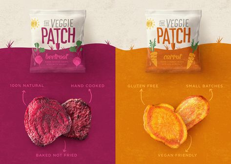 Vegetable Packaging, Chip Packaging, Packaging Snack, Small Batch Baking, Snack Brands, Veggie Chips, Fruit Packaging, Chips Brands, Veggie Patch