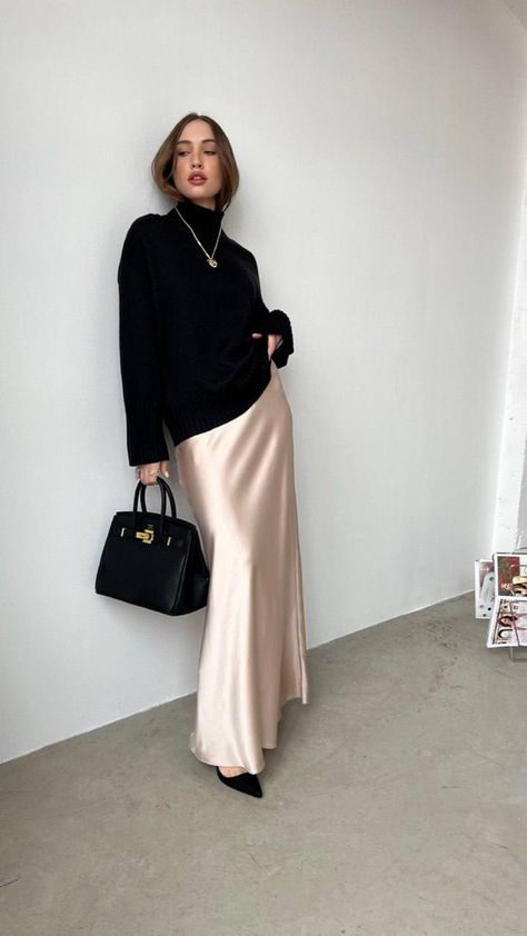 Taupe Satin Dress, White Satin Skirt Outfit Winter, Satin White Skirt Outfit, Gold Silk Skirt Outfit, Beige Silk Skirt Outfit, Champagne Silk Skirt Outfit, Cream Silk Skirt Outfit, Maxi Silk Skirt Outfit, Cream Satin Skirt Outfit