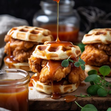 Easy Chicken Waffle Sliders Chicken Waffle Appetizer, Chicken Waffle Sliders, Chicken And Waffle Sliders, Spicy Maple Syrup, Pioneer Woman Cinnamon Rolls, Waffle Sliders, Spicy Honey Chicken, Gameday Food, Waffle Pops