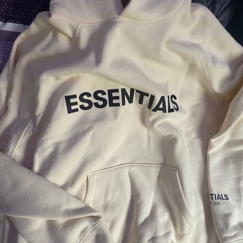 Brand New With Tags, Never Been Worn Bought From Pacsun, In Men’s Sizing Fits A Little Big Hoodie Cream, Essentials Fear Of God, Essentials Hoodie, Cream Hoodie, Brown Sweatshirt, Mock Neck Sweatshirt, Hoodie Fits, Fear Of God, Mens Essentials