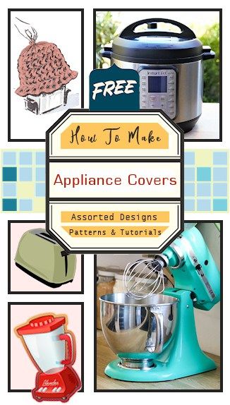 Free Appliance Cover Patterns & Tutorials Kitchenaid Cover Pattern Diy, Small Appliance Covers, Sewing Machine Cover Pattern, Mixer Cover, Toaster Cover, Sewing Machine Cover, Crochet Kitchen, Appliance Covers, Kitchen Crafts