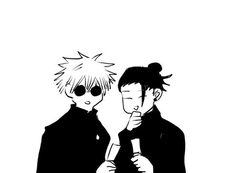 Jjk Widgets Black And White, Gojo Pfp Black And White, Gojo And Getou Tattoo, Satosugu Black And White, Jjk Black And White, Anime White Background, Jujutsu Kaisen Black And White, Satosugu Tattoo, Gojo Black And White