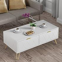 Modern Black Coffee Table, White Coffee Table Modern, Rustic Sofa Tables, Coffee Table Height, Center Table Living Room, Industrial Console Tables, Rustic Sofa, Coffee Table With Drawers, White Chic