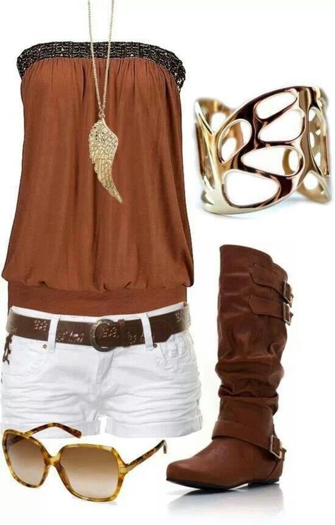 Minus the cowboy boots. find more women fashion ideas on www.misspool.com Womens Shorts Outfits, 2016 Outfits, 2017 Outfits, Mode Tips, Mode Boho, Shorts Outfits, Rocker Chic, Country Outfits, Fashion Mode