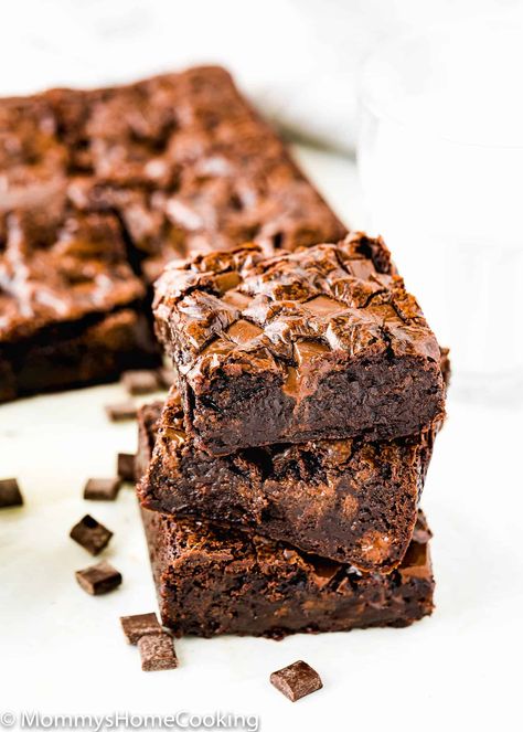 Ultimate Fudgy Brownies without Eggs Easy Eggless Brownie Recipe, Brownie Recipe Without Eggs, No Egg Brownies, Brownies Without Eggs, Ultimate Fudgy Brownies, Recipe For Brownies, Eggless Brownie Recipe, Cocoa Fudge, Egg Free Baking