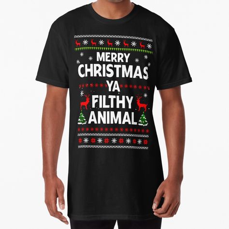 Soft crew neck t-shirt with longer body length and scooped back hem. Solid colors are 100% cotton, heather colors are cotton blend. Range of colors available, with the option to print on front or back. Size range S-2XL. Merry Christmas Ya Filthy Animal Ugly Christmas Sweater - Funny Christmas Gift. Merry Christmas Ya Filthy Animal, Animal Christmas, Ya Filthy Animal, Ugly Christmas Sweater Funny, Filthy Animal, Funny Christmas Gifts, Long T Shirt, Animal Tshirt, Long Tshirt