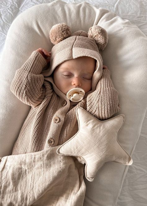 Classic Hoodie Romper-Cacao – Brave Little Lamb Hoodie Romper, Beige Baby, Baby Fits, Knitted Romper, Wooden Buttons, Future Baby