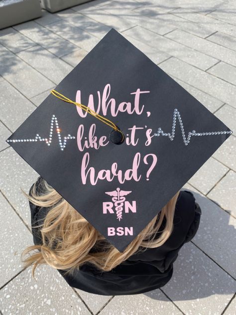 Cute Graduation Caps Nursing, Nurse Graduation Hat Grad Cap, Going To Nursing School Graduation Cap, Funny Nursing School Graduation Cap, Nurse Caps Graduation, Nursing Grad Caps Funny, Nursing Grad Cap Ideas Funny, Graduation Cap Designs Medical School, Doctor Grad Cap Ideas