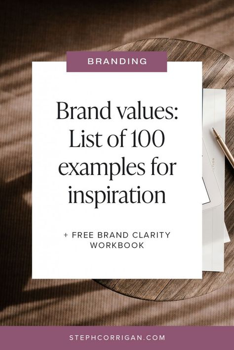 Brand values: List of 100 examples for inspiration - Steph Corrigan Design | Brand and Web Designer Value Statement Examples, Values Examples, Branding Basics, Branding Checklist, Business Branding Design, Values List, Brand Values, Fresh Brand, Successful Business Tips