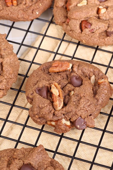 Kahlua Chocolate Chip Cookies - Made with flour, baking soda, salt, sugar, brown sugar, shortening, eggs, coffee-flavored liqueur, vanilla extract, semisweet chocolate chips, pecans | CDKitchen.com Making Desserts, Chocolate Chip Pecan Cookies, Healthier Alternatives, Cookie Snack, Pecan Cookies, Chocolate Chip Cookie Recipe, Guilt Free Dessert, Kinds Of Desserts, Mug Recipes