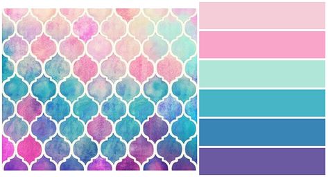 Girly Color Palette I created to show how girls rock! Pink Purple Aqua Color Palettes, Mermaid Theme Color Palette, Mermaid Color Pallete, Unicorn Colour Palette, Girly Colour Palette, Mermaid Colour Palette, Aqua Colour Palette, Little Mermaid Color Palette, Opal Color Palette