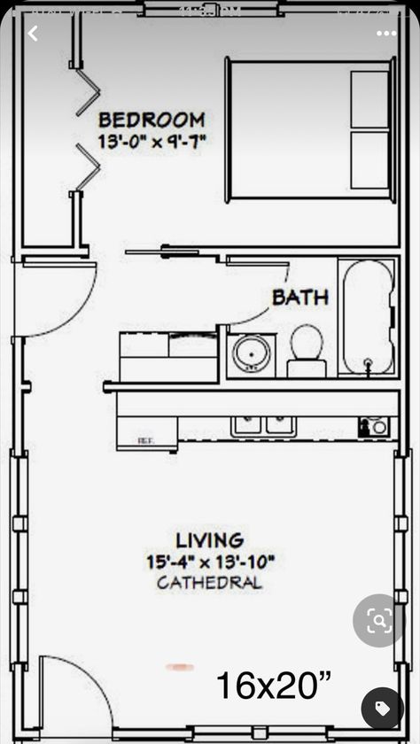 Micro Apartments, Small Apartment Plans, Studio Apartment Floor Plans, House Plans Ideas, 3d Floor Plans, Granny Flats, Garage Studio, Shed To Tiny House, Room Boxes