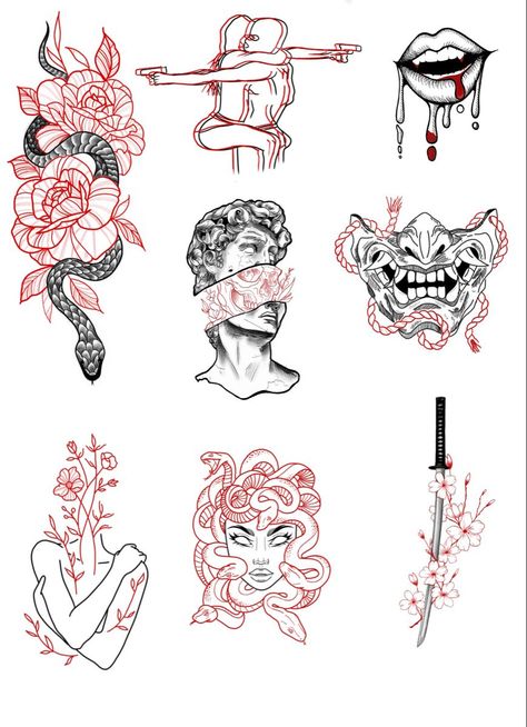 Sharpie Tattoos, Handpoke Tattoo, Flash Tattoo Designs, Doodle Tattoo, Red Ink Tattoos, Cute Tiny Tattoos, Red Tattoos, Tattoo Style Drawings, Small Hand Tattoos