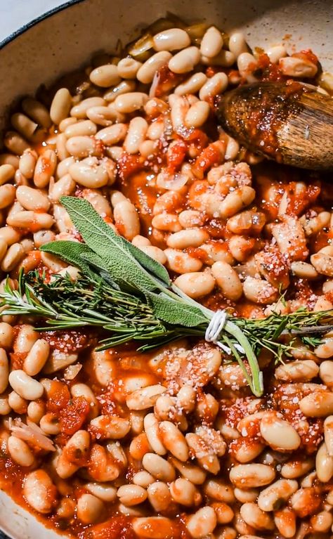 White Bean And Sausage Cassoulet - UncomplicatedChef White Beans And Sausage, White Bean And Sausage, Bean Cassoulet, Sausage Cassoulet, Beans And Sausage, Light Salad, Sauteed Vegetables, Dessert Salads, Appetizer Salads