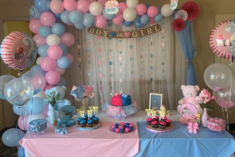 Simple Gender Reveal, Baby Gender Reveal Party Decorations, Gender Reveal Themes, Baby Reveal Party, Gender Reveal Party Decorations, Gender Reveal Decorations, Baby Gender Reveal Party, Baby Q, Blue Or Pink