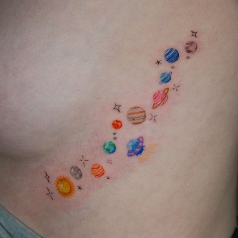 Solar system with Pluto and UFO on the side ✨ done during Montreal trip ! Montreal Trip, Toronto Tattoo, Pluto Planet, Planet Tattoos, Tattoos And Body Art, Tattoo On, Solar System, Body Art Tattoos, Montreal