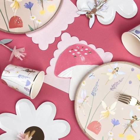 Meri Meri Party Fairy Dinner Plates
& Cups, White Daisy Plates, Toadstool Napkins, Pale Pink Scallop Edge Large Napkins & Fairy Cake Toppers Daisy Plates, Ballerina Party Theme, Meri Meri Party, Fairy Cake, Colorful Home Decor, Ballerina Party, Fairy Party, Magical Fairy, Colorful Home