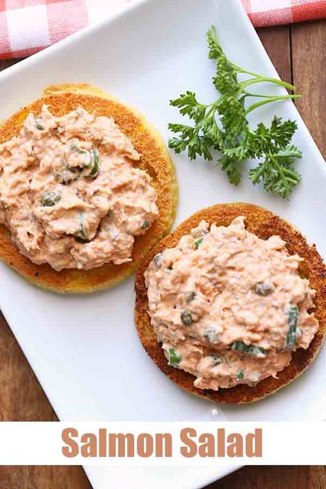 Canned Salmon Salad, Raw Granola, Canned Salmon Recipes, Salmon Salad Recipes, Canned Salmon, Food Experiments, Can Salmon, Salmon Cakes, English Muffins