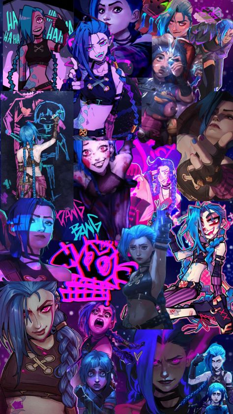 Arcane Arcane Collage, Jinx Wallpaper, Arcane Wallpaper, League Of Legends Poster, Cute Images For Wallpaper, Cute Backgrounds For Iphone, Anime Lock Screen Wallpapers, Jinx League Of Legends, Animation Sketches