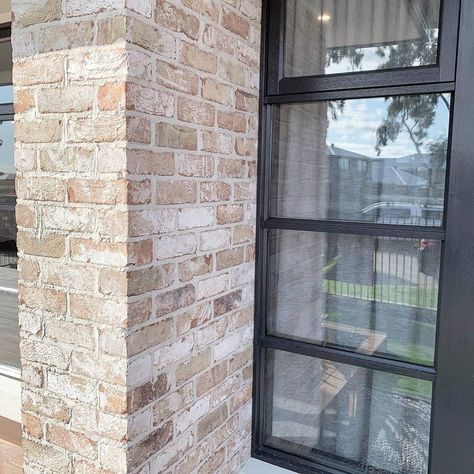 @boutiquemarseille29 shared a photo on Instagram: “San Selmo reclaimed brick with off white mortar - Cranbourne Marseille 32 display 🖤 . . . . #boutiquehomes #boutiquehomesvictoria…” • May 25, 2020 at 3:58am UTC San Selmo Reclaimed Bricks, Brick And Weatherboard Exterior, Reclaimed Brick House, White Brick House Exterior, Brick Farmhouse Exterior, White Wash Brick Exterior, Hamptons House Exterior, Country House Exterior, Coastal Colours