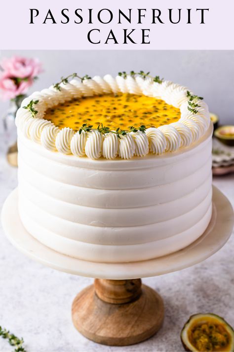 Passionfruit Syrup, Passionfruit Cake, Passionfruit Curd, Passion Fruit Cake, Passion Fruit Curd, Passionfruit Recipes, Chocolate Ganache Frosting, Mango Cake, Spring Cake