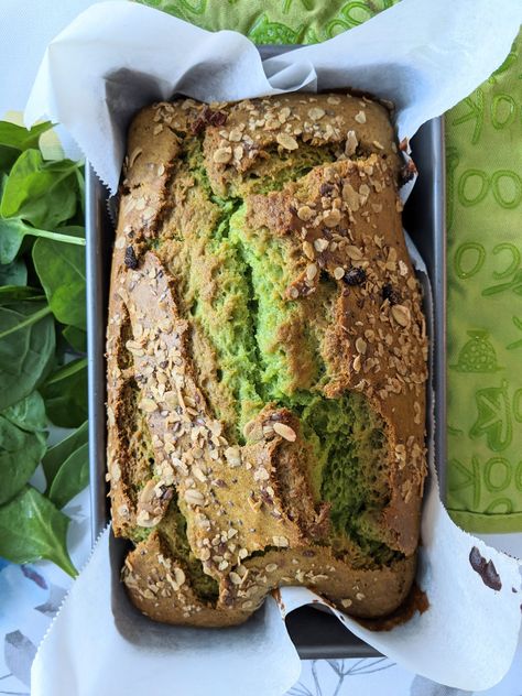 Spinach Banana Loaf Bread Loaf Recipe, Veggie Loaf, Green Bread, Flaxseed Bread, Spinach Bread, Banana Bread Loaf, Banana Loaf, Banana Walnut Bread, Breakfast Sweets