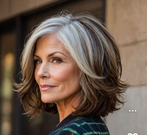 "Elegant Transformations: Gorgeous Hairstyles and Haircuts for Women Over 50. Rediscover Your Radiance! Timeless Looks for Timeless Beauty. Gray Transition, Grey Hair Transformation, Haircuts For Medium Length Hair, Going Grey, Gorgeous Gray Hair, Grey Hair Inspiration, Haircuts For Women Over 50, Layered Haircuts For Medium Hair, Gorgeous Hairstyles