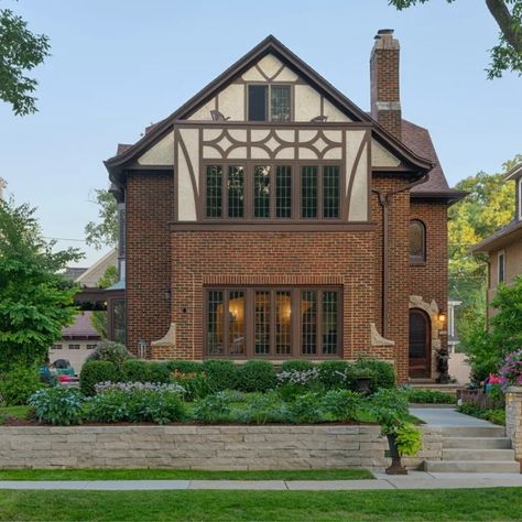 Eastside Tudor - Transitional - Exterior - Milwaukee - by LandCrafters, LLC | Houzz Tudor Library Exterior, Tudor Home Front Porch, Tudor Revival House Exterior, Modern Tudor House Exterior, Tudor Exterior, Tudor House Exterior, Increase Curb Appeal, Tudor Homes, Room Above Garage