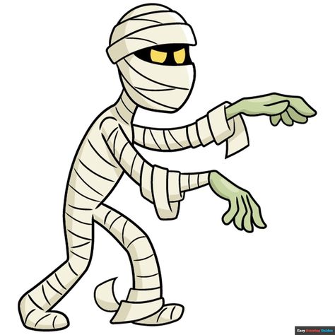 Learn How to Draw an Easy Cartoon Mummy: Easy Step-by-Step Drawing Tutorial for Kids and Beginners. See the full tutorial at https://easydrawingguides.com/how-to-draw-an-easy-cartoon-mummy . Mummy Drawing Easy, Drawing Ideas Scary, Mummy Drawing, Mummy Illustration, Cartoon Mummy, New Drawing Ideas, Halloween Drawing Ideas, Draw Halloween, Cartoon Witch