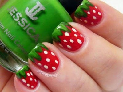 Cute Strawberry Nail Art, Watermelon Nail Art, Nail Art For Kids, Watermelon Nails, Nail Art Designs Diy, Simple Nail Art Designs, Best Nail Art Designs, Nails For Kids, Diy Nail Art