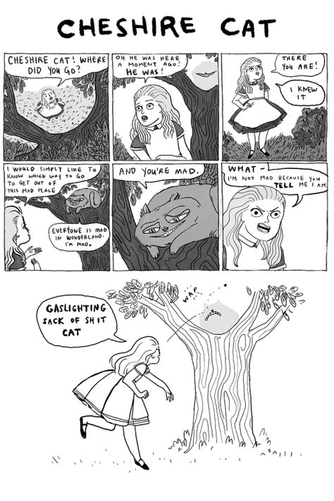 The amazing Kate Beaton does it again. Kate Beaton, Comics Story, Short Comics, Cheshire Cat, Cute Comics, Black & White, Bones Funny, Funny Comics, Danganronpa