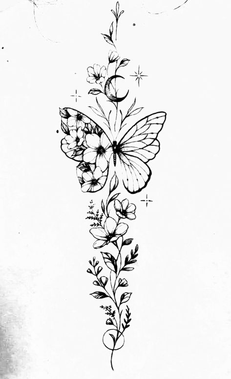 Spin Tattoos For Women Butterfly, Domestic Survivor Tattoos For Women, Fairy Spine Tattoo, Spine Tatoos Woman, Simple Tattoo Designs For Women, Side Thigh Tattoos Women Unique, Flowers And Butterflies Tattoos, Simple Spine Tattoos, Women Spine Tattoo Ideas