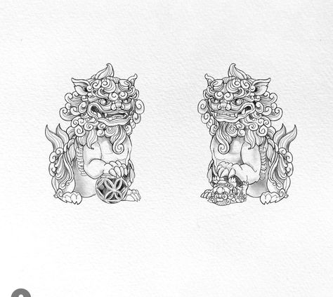 Chinese Lion Dog Tattoo, Cute Foo Dog Tattoo, Shi Shi Dog Tattoo, Chinese God Tattoo, Chinese Lion Tattoo Foo Dog, Female Foo Dog Tattoo, Chinese Guardian Lion Tattoo, Chinese Foo Dog Tattoo, Foo Dogs Tattoo