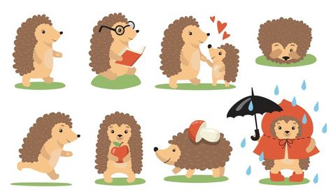 Baby Porcupine, Fauna Illustration, Funny Hedgehog, Hedgehog Animal, Balloon Cartoon, Music Cartoon, Baby Hedgehog, Face Illustration, Animal Icon