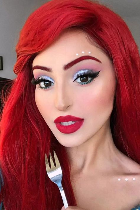 Ny Makeup, Mermaid Costume Makeup, Makeup Fantasi, Little Mermaid Makeup, Ariel Makeup, Disney Character Makeup, Mermaid Makeup Halloween, Disney Princess Makeup, Princess Makeup