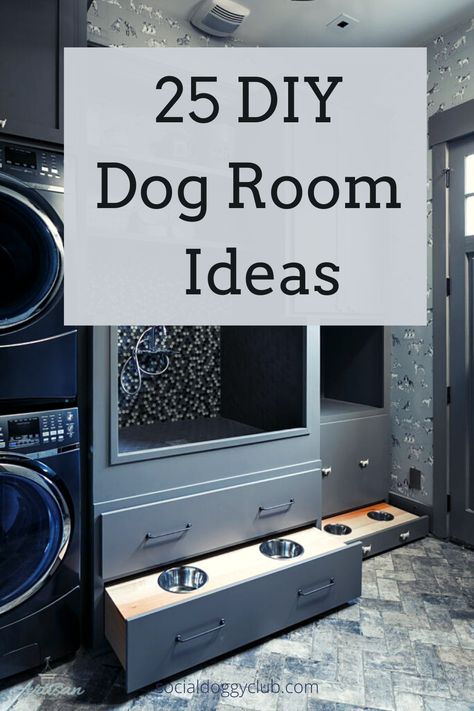 dog room ideas Dog Room With Wash Station, Laundry Room With Dog Feeding Station, Laundry Room And Dog Room Ideas, Laundry And Pet Room Ideas, Mudroom Ideas Entryway With Dog Bowls, Dogs In Laundry Room, Big Dog Room Ideas, Pet Mudroom Ideas, Dog Groom Room Ideas