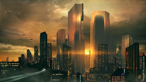 JoeyJazz, futuristic, science fiction, cityscape, sunset, skyscraper | 2560x1440 Wallpaper - wallhaven.cc Background Sunset, Active Wallpaper, Cityscape Wallpaper, 2560x1440 Wallpaper, Desktop Background Images, Future Wallpaper, R Wallpaper, Best Gaming Wallpapers, Futuristic Background