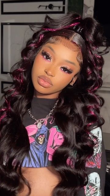 Frontal Wig Hairstyles, Birthday Hairstyles, Quick Weave Hairstyles, Dyed Hair Inspiration, Frontal Hairstyles, Pretty Braided Hairstyles, Pretty Hair Color, Dope Hairstyles, Hair Ponytail Styles