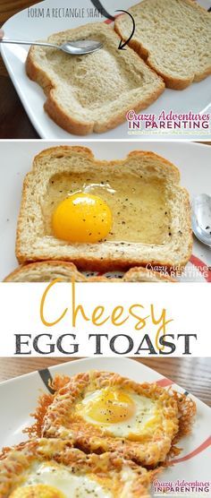 #10. Cheesy Baked Egg Toast-- What??! These look amazing. -- 30 Super Fun Breakfast Ideas Worth Waking Up For Chicken Basket, Resep Smoothie, Baked Egg, Egg Toast, Easy Meals For Kids, What's For Breakfast, Cucumber Tomato, God Mat, Deilig Mat