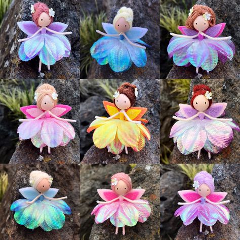 Miniature Fairy Figurines, Fairy Garden Crafts, Yarn Dolls, Felt Fairy, Craft Decorations, Gadgets Electronics, Fairy Crafts, Clothespin Dolls, Fairy Figurines