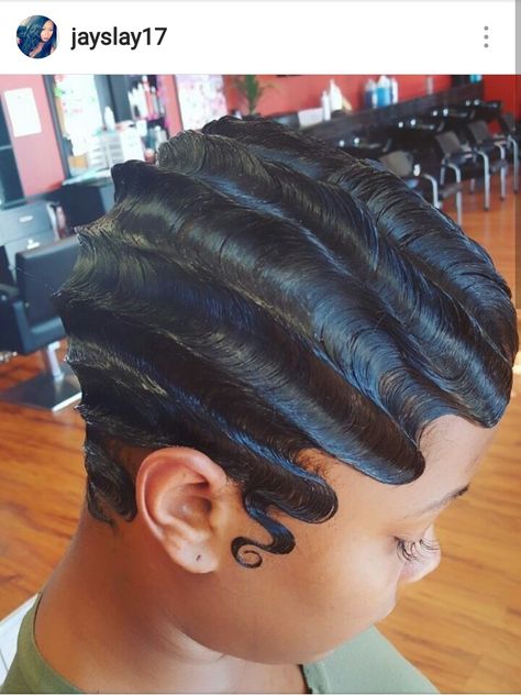 IG: @jayslay17 Cincinnati Hairstylist Finger Waves For Black Women, T Part Lace Wig, Finger Waves Short Hair, Finger Wave Hair, Finger Wave, Black Hair Updo Hairstyles, Hair Water, Short Sassy Haircuts, Finger Waves