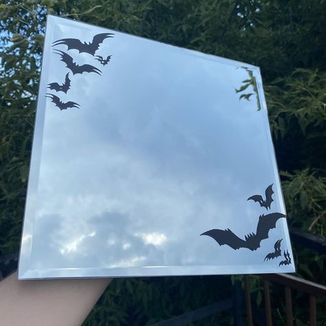 🦇🪞 Bats selfie mirror ✨ Comes with 4 pieces of... - Depop Vinyl Mirror, Easy Halloween Drawings, Tape Design, Selfie Mirror, Halloween Drawings, Mirror Wall Art, Mirror Art, Renter Friendly, Easy Halloween