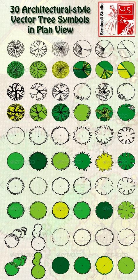 Vector Tree Symbols in Plan View.  #Trees  #TreeSymbols  #PlanView  #TreeStamps #Plants  #Horticulture  #Drawing Croquis Architecture, Drawing Trees, Plan Architecture, Landscape Design Drawings, Landscaping Trees, Glass Houses, Landscape Architecture Drawing, Tree Plan, Tree Sketches