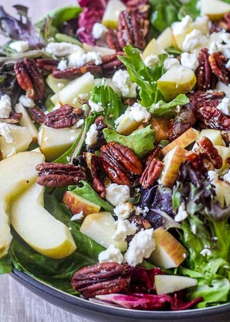 Autumn Apple Walnut Salad With Maple Dijon Vinaigrette, Apple Pecan Salad Dressing, Apple Pecan Feta Salad, Feta Cheese Salad Recipes, Apple Feta Salad, Apples Salad, Pear Salad Recipes, Apple Salad Recipes, Blue Cheese Salad