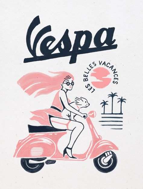 Vespa on Behance Vespa Illustration Drawing, Italy Graphic Design, Vespa Drawing, Vespa Aesthetic, Vespa Poster, Italy Vespa, Vespa Design, Italian Drawings, Vespa Illustration